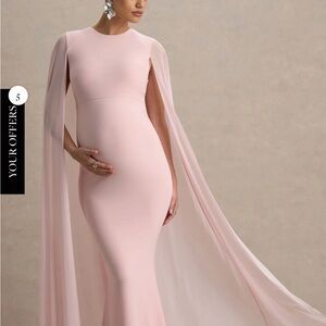 Club L London Currant
Pink Crew-Neck Maternity Maxi Dress With Cape